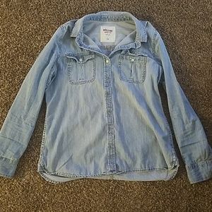 Button up denim long sleeve shirt